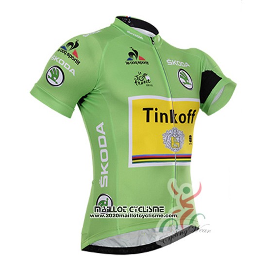 2016 Maillot Ciclismo Tinkoff Lider Vert et Noir Manches Courtes et Cuissard